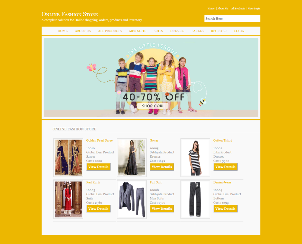 Online Fashion Store — C# ASP.NET & ASP.NET, C# Project Source Code