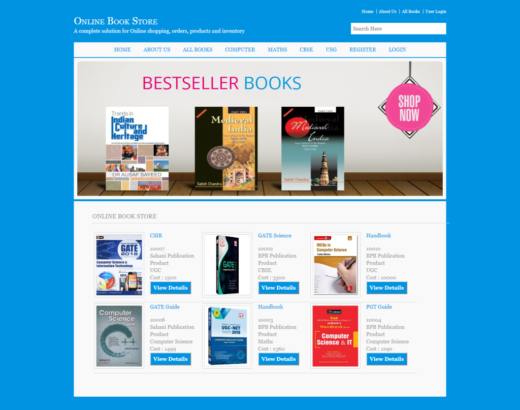 Online Book Store — C# ASP.NET & ASP.NET, C# Major Project