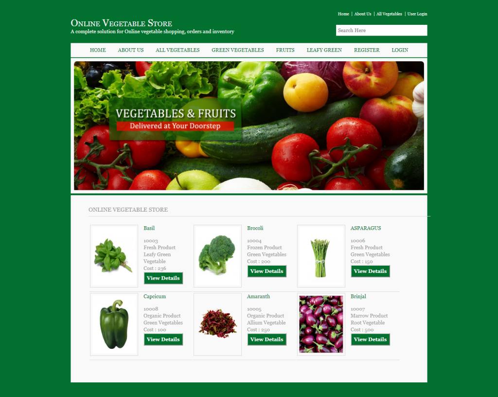 Online Vegetable Store — C# ASP.NET & ASP.NET, C# Project Source Code