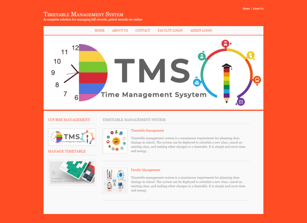 Timetable Management System — C# ASP.NET & ASP.NET, C# Major Project