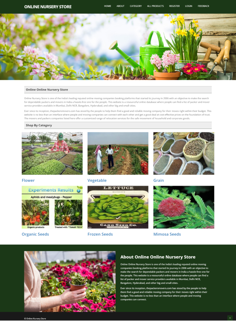 Online Nursery Store- Java Spring Boot ReactJS Project