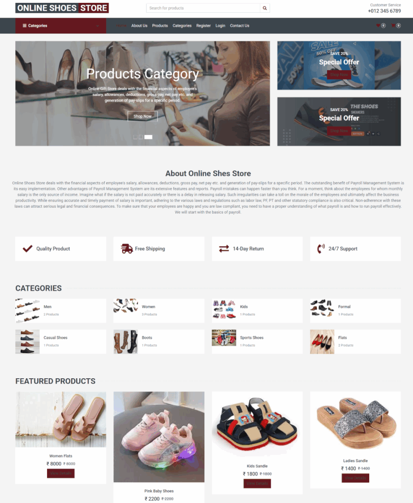 Online Shoes Store- PHP Web Development Project