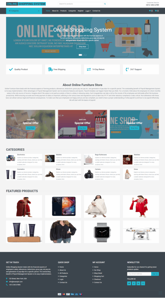 Online Shopping System - Python Django Web Development Project
