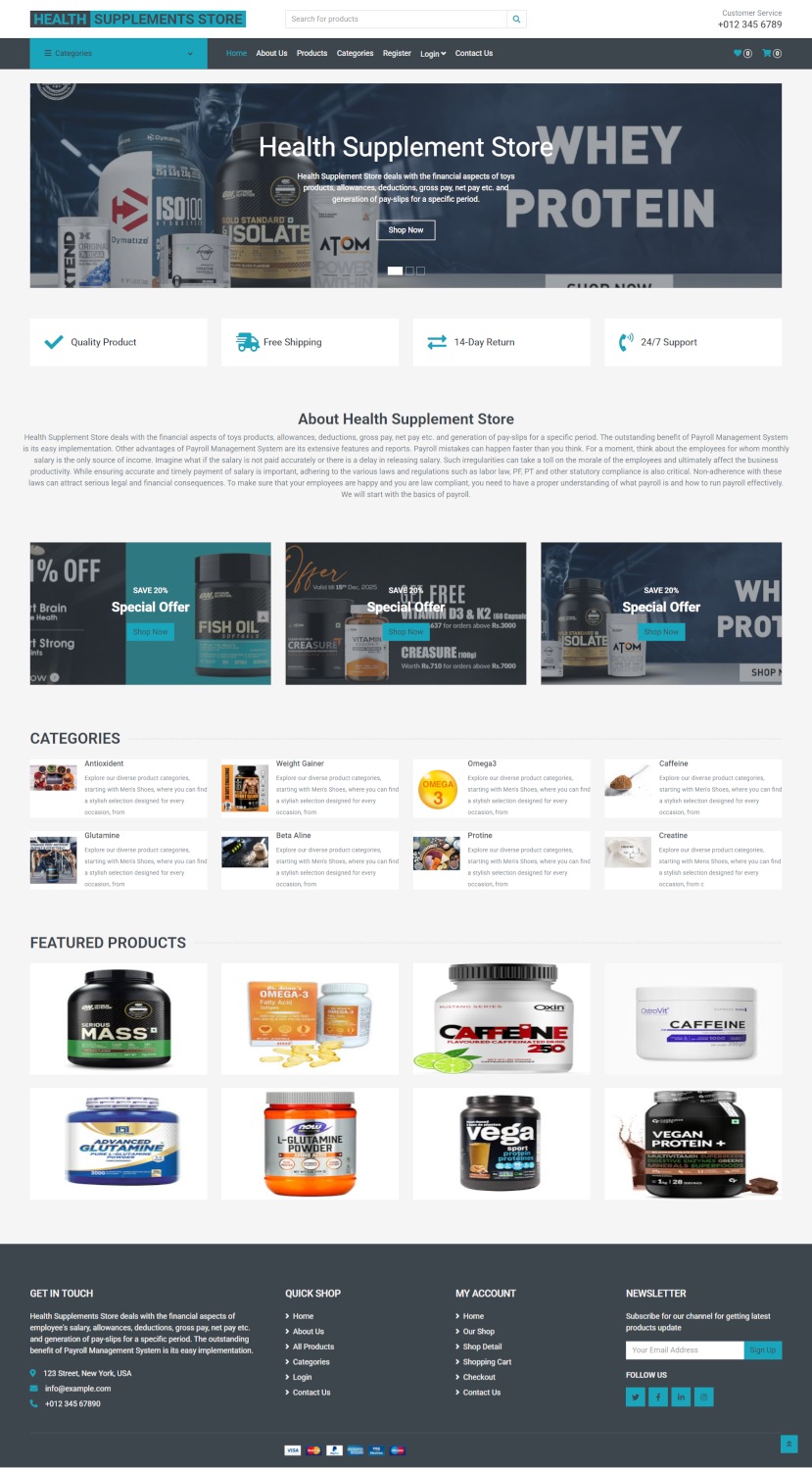 Online Health Supplement Store - Python Django Web Development Project