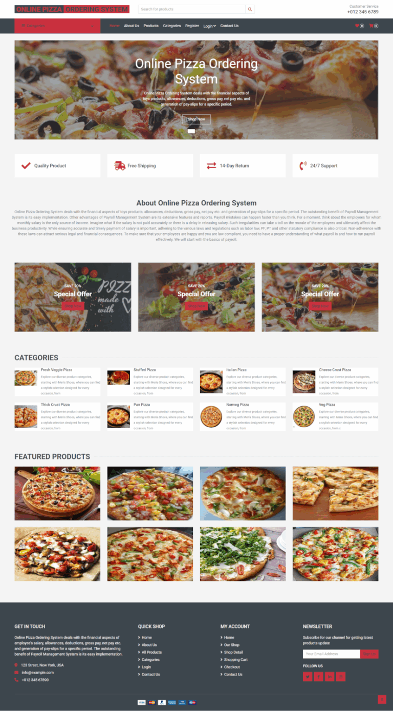 Online Pizza Ordering System — Python Django Download Source Code