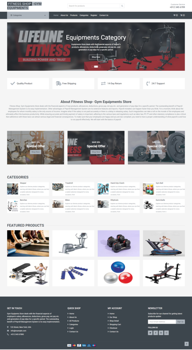 Fitness Shop – Gym Equipments Store