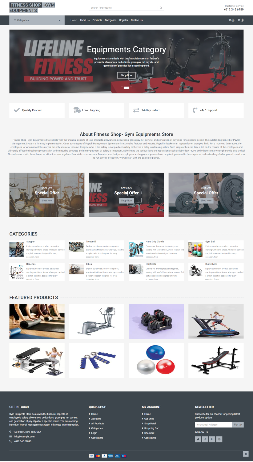 Fitness Shop - Gym Equipments Store - Python Django Web Development Project
