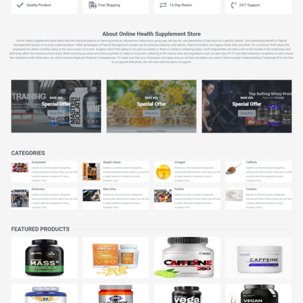 Online Health Supplement Store