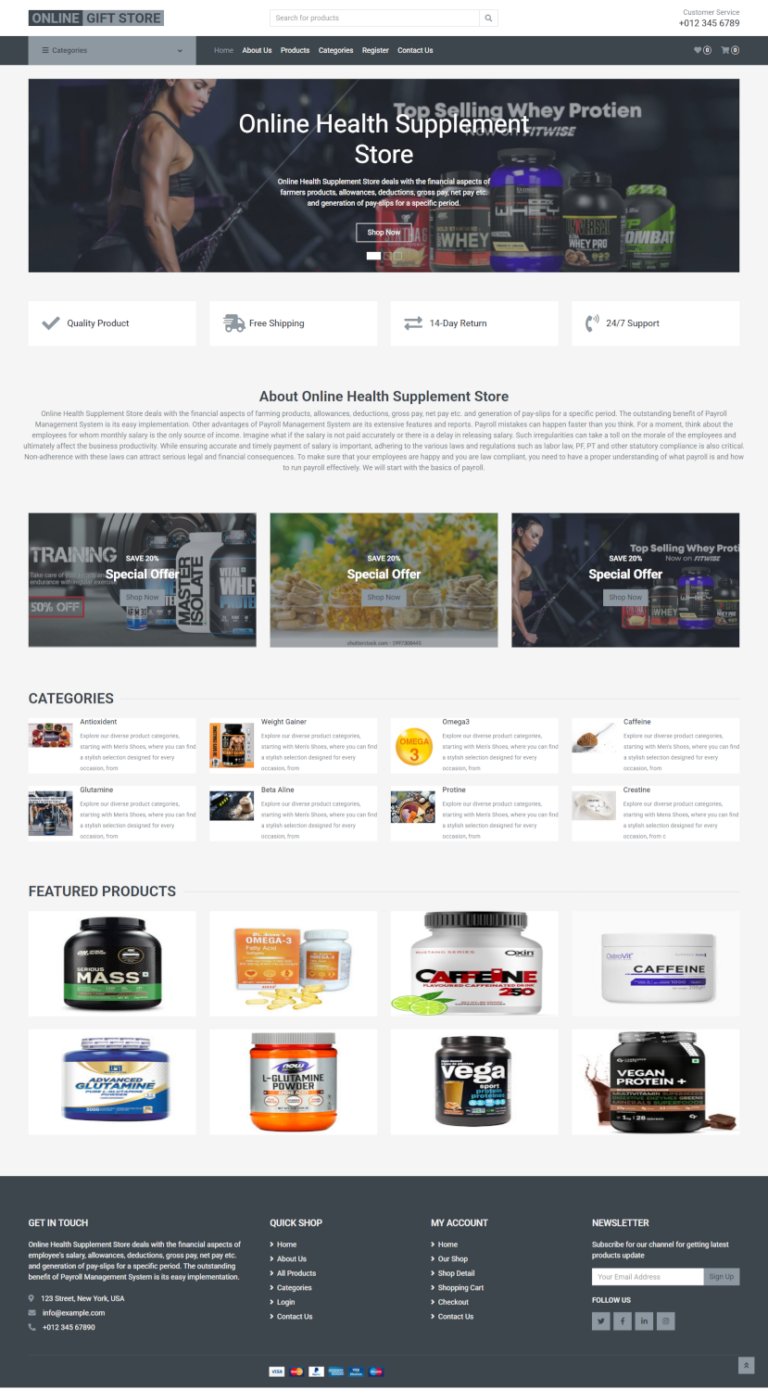 Online Health Supplement Store — Python Django Major Project