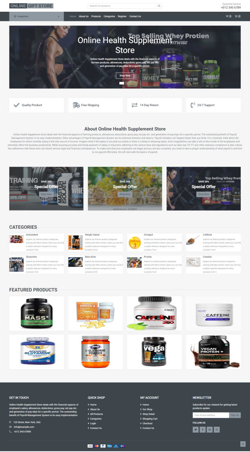 Online Health Supplement Store - Python Django Web Development Project